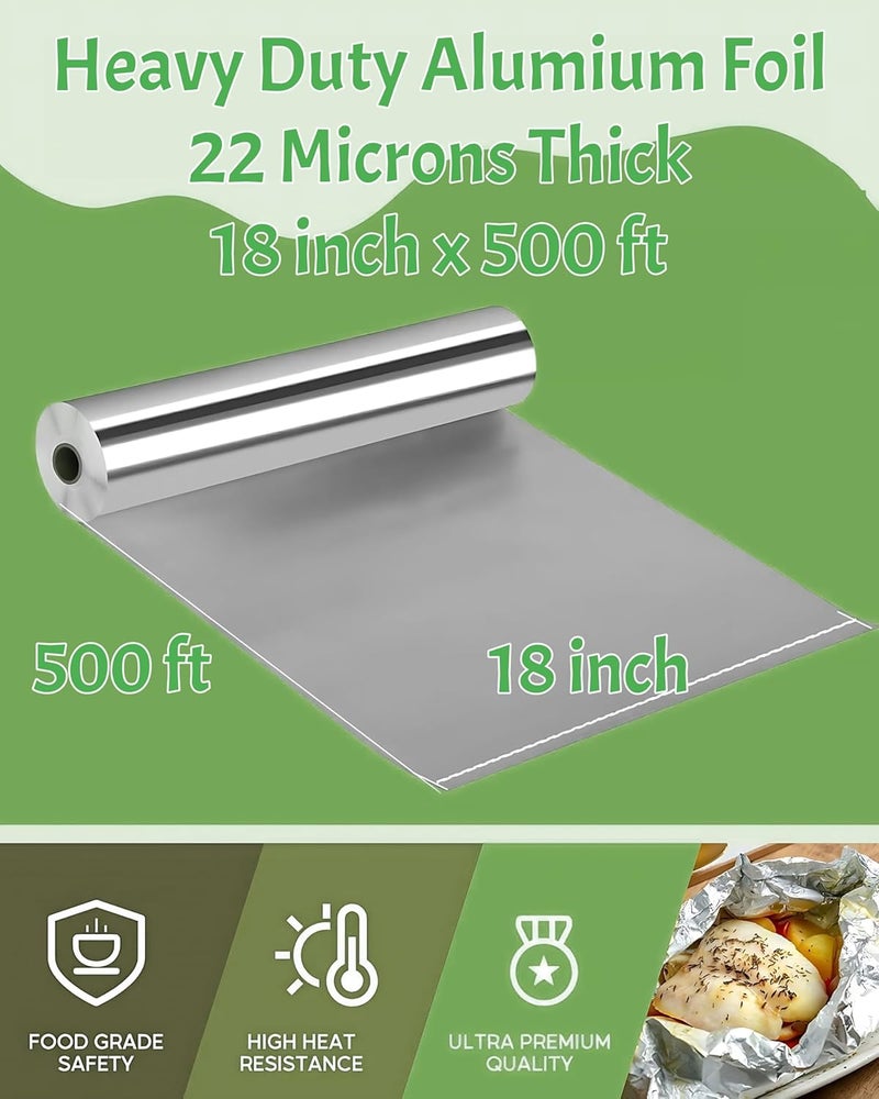 Pokanic Aluminum Foil Wrap Roll 18 in x 500 ft Heavy Duty Commercial and Home Use for Food, BBQ, Grilling, Cooking, Baking, Roasting, Party (18 in x 500 ft, 1 Pack) - Image 3